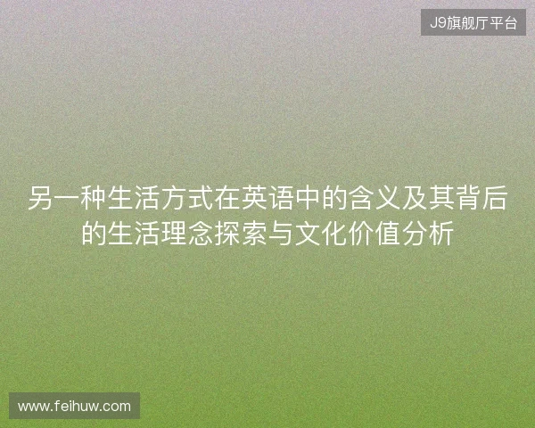 另一种生活方式在英语中的含义及其背后的生活理念探索与文化价值分析